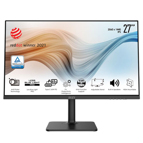 MSI MODERN MD272QP 27'' INCH 75HZ WQHD (2560 X 1440) IPS LEVEL BUSINESS &AMP; PRODUCTIVITY MONITOR (3 YEARS WARRANTY)