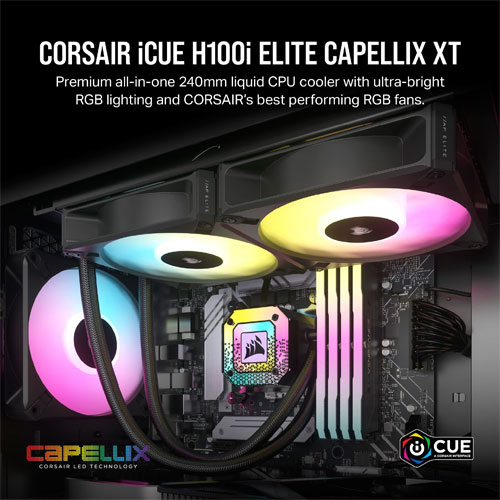 CORSAIR ICUE H100I ELITE CAPELLIX XT 240MM LIQUID COOLER (3 YEARS WARRANTY) - Image 3