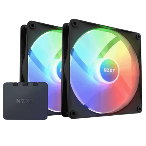 NZXT F140 RGB CORE - 140MM HUB-MOUNTED RGB FAN - TWIN PACK (BLACK) W/RGB CONTROLLER (1 YEAR WARRANTY)