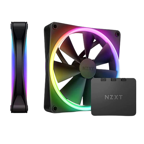 NZXT F140 RGB DUO 140MM DUAL SIDED TWIN PACK RGB FAN WITH RGB CONTROLLER – BLACK (1 YEAR WARRANTY)
