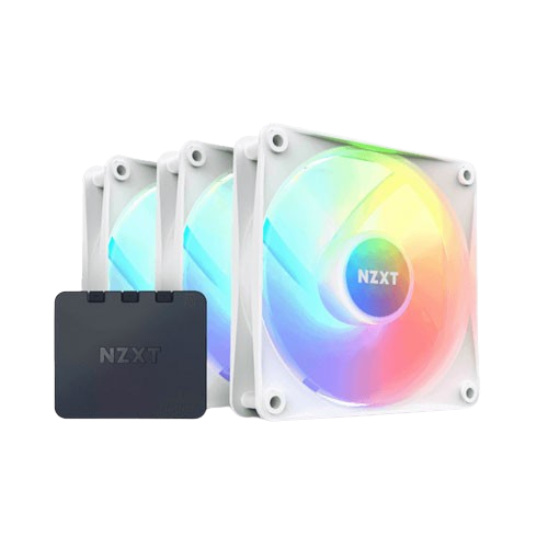 NZXT F120 RGB CORE - 120MM HUB-MOUNTED RGB FAN - TRIPLE PACK (WHITE) W/RGB CONTROLLER (1 YEAR WARRANTY)