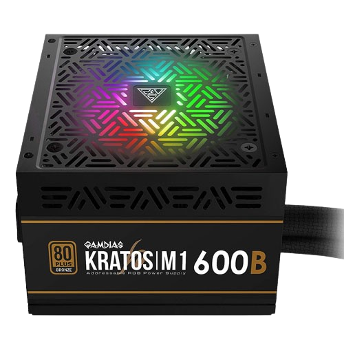 GAMDIAS KRATOS M1-600B RGB 600 WATT 80 PLUS BRONZ POWER SUPPLY (2 YEARS WARRANTY)