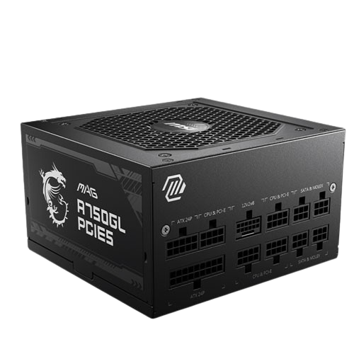 MSI MAG A750GL PCIE5 750 WATT 80 PLUS GOLD CERTIFIED FULLY MODULAR POWER SUPPLY (7 YEARS WARRANTY)