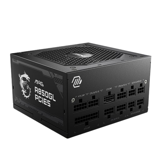 MSI MAG A850GL PCIE5 850 WATT 80 PLUS GOLD CERTIFIED FULLY MODULAR POWER SUPPLY (7 YEARS WARRANTY)