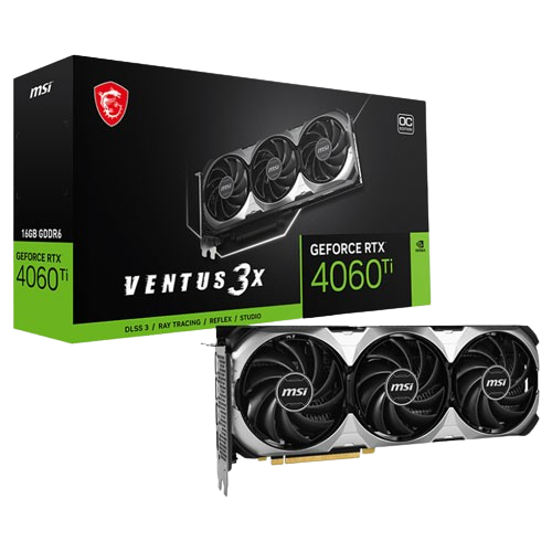 MSI GEFORCE RTX 4060 TI VENTUS OC 3X 16GB GDDR6X GRAPHICS CARD (3 YEARS WARRANTY)