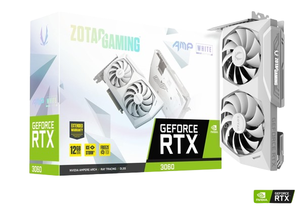 ZOTAC GAMING GEFORCE RTX™ 3060 AMP WHITE EDITION 12GB GDDR6 GRAPHICS CARD (USED ITEM)