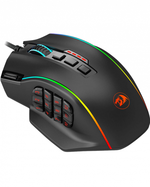 REDRAGON M901 PERDITION 4 GAMING MOUSE RGB BACKLIT MMO 19 MACRO PROGRAMMABLE BUTTONS WITH WEIGHT TUNING SET, 12400 DPI FOR WINDOWS PC COMPUTER (WIRED, BLACK) (1 YEAR WARRANTY)