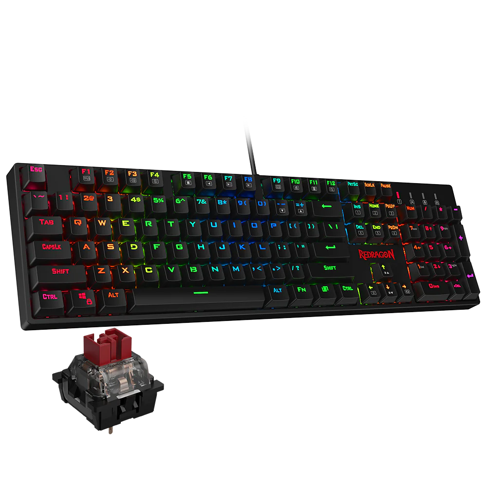 REDRAGON K582 SURARA RGB LED BACKLIT MECHANICAL GAMING KEYBOARD WITH104 KEYS, TACTILE BLUE SWITCHES (1 YEAR WARRANTY)