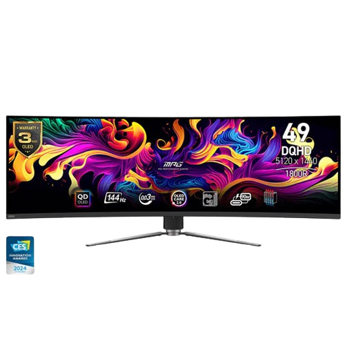 MSI MAG 491CQP 49 INCH QD-OLED UWQHD (5120 X 1440) 144HZ 0.03MS ADAPTIVE-SYNC COMPATIBLE FRAMELESS GAMING MONITOR (3 YEARS WARRANTY)