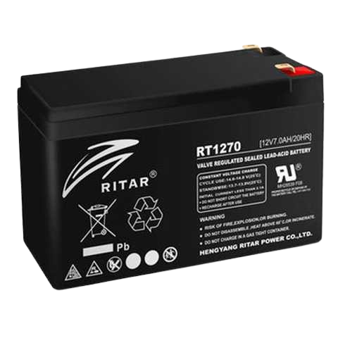 BATTERY RITAR RT1270, BLACK 12V 7.0AH (1 YEAR WARRANTY)