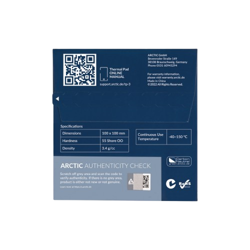 ARCTIC TP-3 (100X100MM, T:0.5MM) THERMAL PAD Detail View