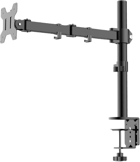 LB-T011 SINGLE SCREEN MONITOR DESK MOUNT STAND | FULLY ADJUSTABLE MONITOR ARM VESA MOUNT COMPUTER SCREEN (UP TO 27) | 360° ROTATE | OPTIONS CLAMP BRACKET & SCREW IN HOLE BRACKET