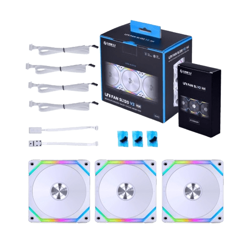 LIAN LI UNI FAN SL120 V2 RGB WHITE TRIPLE PACK WITH CONTROLLER (USED ITEM) Detail View