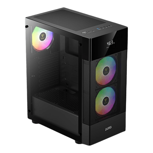 GAMDIAS AURA GC5 ELITE WITH DIGITAL DISPLAY ARGB MID-TOWER CASE BLACK