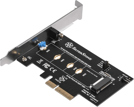 SILVERSTONE ECM21-E SCREWLESS DESIGN M.2 PCIE/NVME SSD TO PCIE X4 ADAPTER CARD Detail View