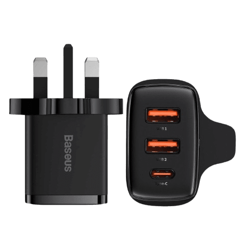 BASEUS 30W 2U+C COMPACT FAST CHARGER UK BLACK (6 MONTHS WARRANTY)