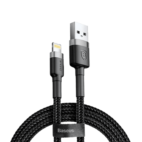 BASEUS CAFULE 1 METER NYLON BRAIDED CABLE USB TO LIGHTNING QC3.0 2.4A CABLE (6 MONTHS WARRANTY)