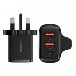 BASEUS 30W 2U+C COMPACT FAST CHARGER UK BLACK – ADAPTER (6 MONTHS WARRANTY)