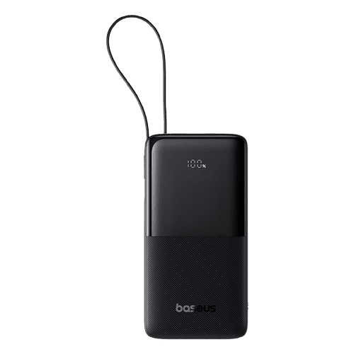 BASEUS BIPOW 2 DIGITAL DISPLAY POWER BANK WITH BUILT-IN USB-C CABLE 10000MAH 20W CLUSTER BLACK (6 MONTHS WARRANTY)