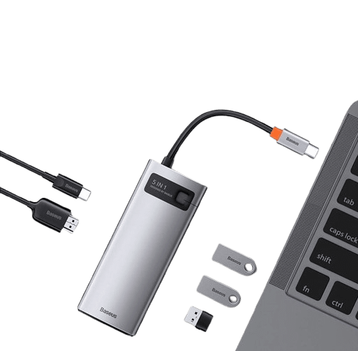 BASEUS 5-IN-1 STAR JOY SERIES MULTIFUNCTIONAL TYPE-C HUB DOCKING STATION GRAY (6 MONTHS WARRANTY) Detail View