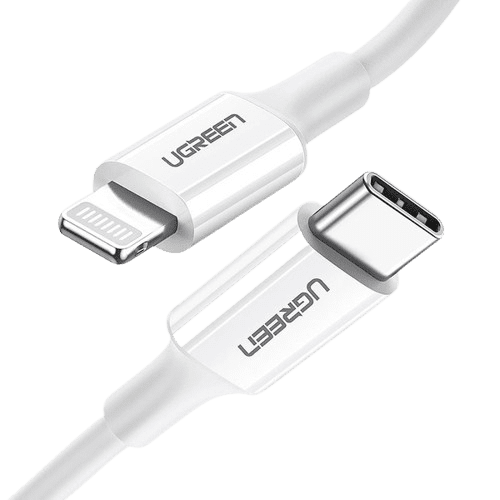 UGREEN Type-C to Lightning 1 Meter 20w PD fast charging 3A Max white – US171 - 10493 (1 YEARS WARRANTY)