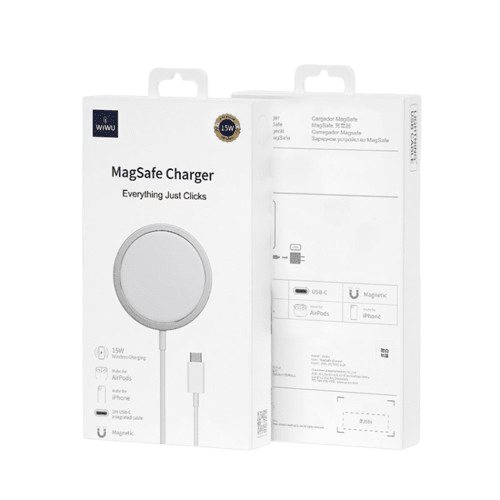 WIWU WI-W009 15W QI Standard Magsafe Magnetic Fast Charging Wireless Charger (6 MONTHS WARRANTY)