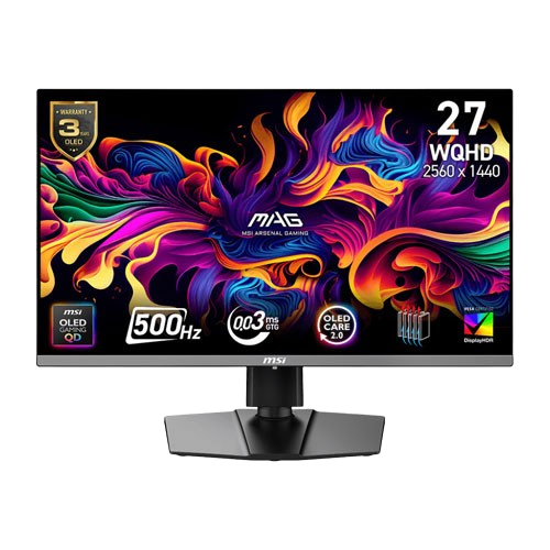 MSI MAG 272QP 26.5 Inch QD-OLED X50 WQHD (2560 x 1440) 500Hz 0.03ms AMD FreeSync Premium Pro Gaming Monitor (3 YEARS WARRANTY)