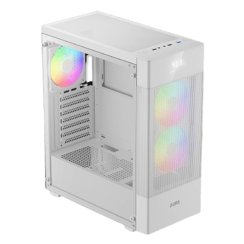 Gamdias Aura GC5 Elite With Digital Display ARGB Mid-Tower Case White