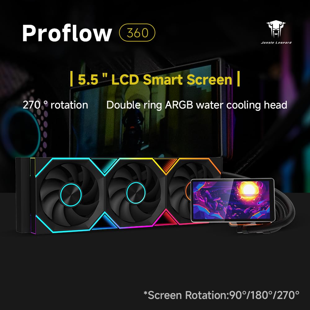 Jungle Leopard Pro Flow 360 LIQUID COOLER - BLACK (3 YEARS WARRANTY) Detail View