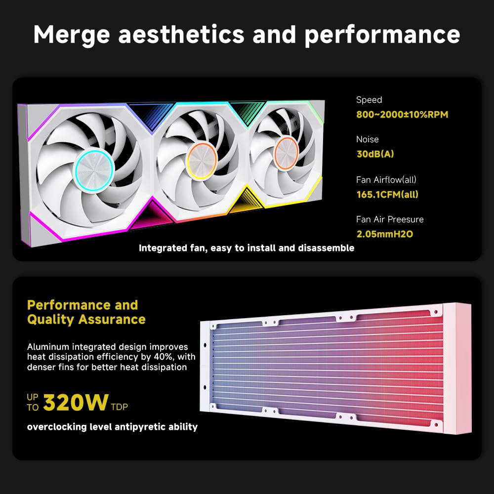 Jungle Leopard Pro Flow 360 LIQUID COOLER - WHITE (3 YEARS WARRANTY) Detail View