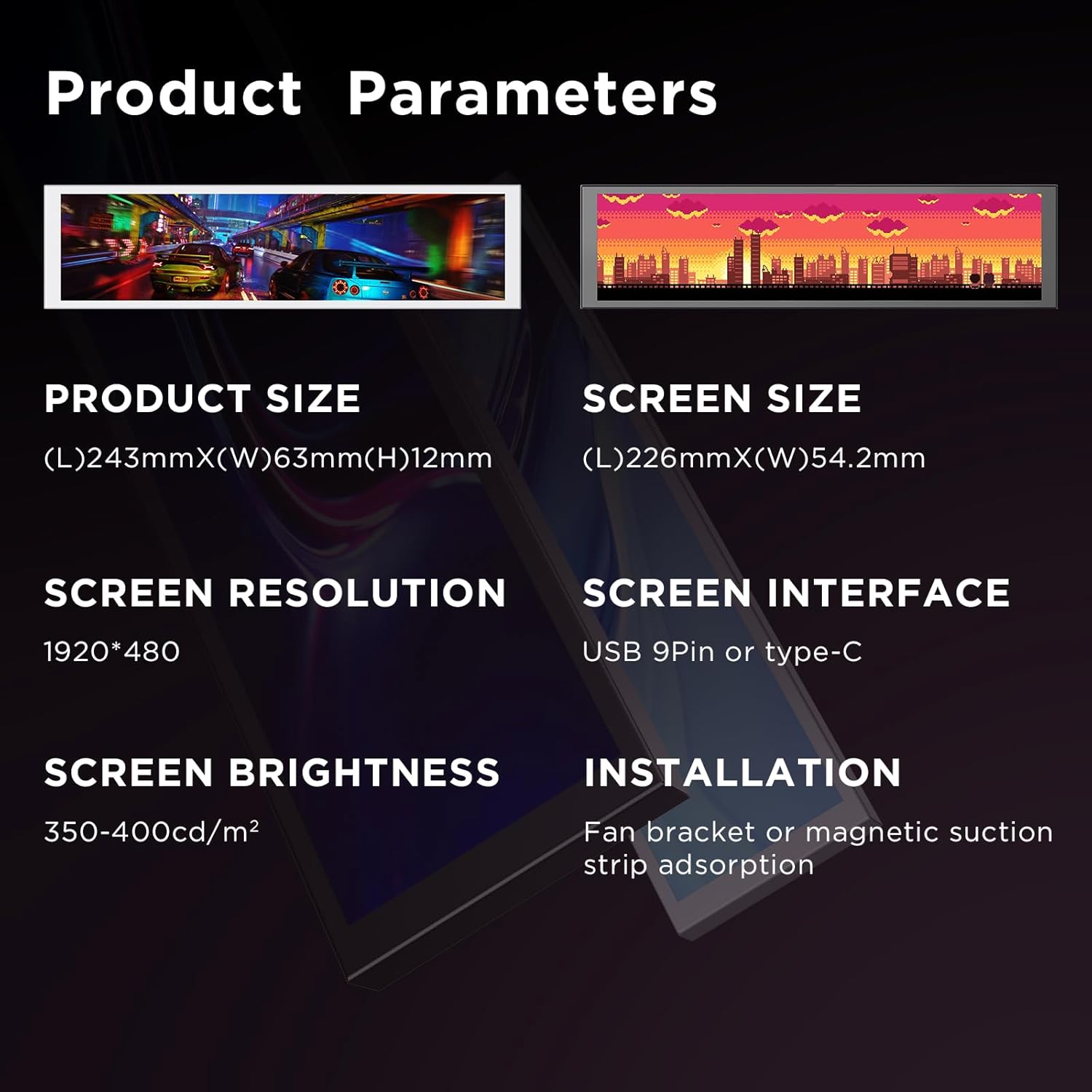Jungle Leopard 9.16 Inch LCD Mini Customizable 1920*480 IPS Temperature display screen - Image 6
