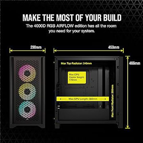 Corsair ICUE 4000D RGB Airflow Mid-Tower ATX Case (2 Years Warranty) Detail View