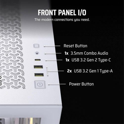 Corsair 3500X ARGB Mid-Tower Case - White (2 Years Warranty) Detail View
