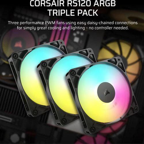 Corsair RS120 ARGB 120mm PWM Tripple Fan KIT (2 Years Warranty) Detail View