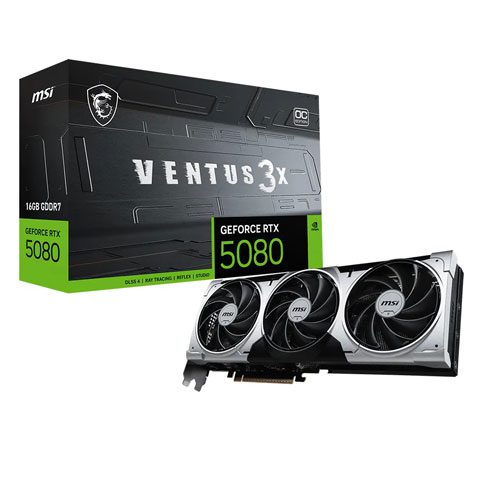 MSI Geforce RTX 5080 Ventus OC 3X 16GB GDDR7X Graphic Card(3 YEARS WARRANTY)