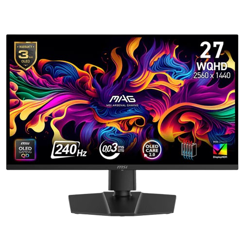 MSI MAG 273QP 27 Inch QD-OLED WQHD (2560 x 1440) 240Hz 0.03ms Adaptive-Sync Compatible Frameless Gaming Monitor (3 YEARS WARRANTY)