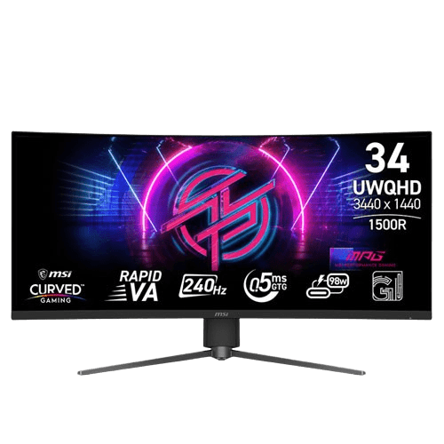 MSI MPG 346CQRF X24 34" UWQHD (3440 X 1440) 240Hz 0.5ms Adaptive Sync Curved Gaming Monitor (3 Years Warranty)