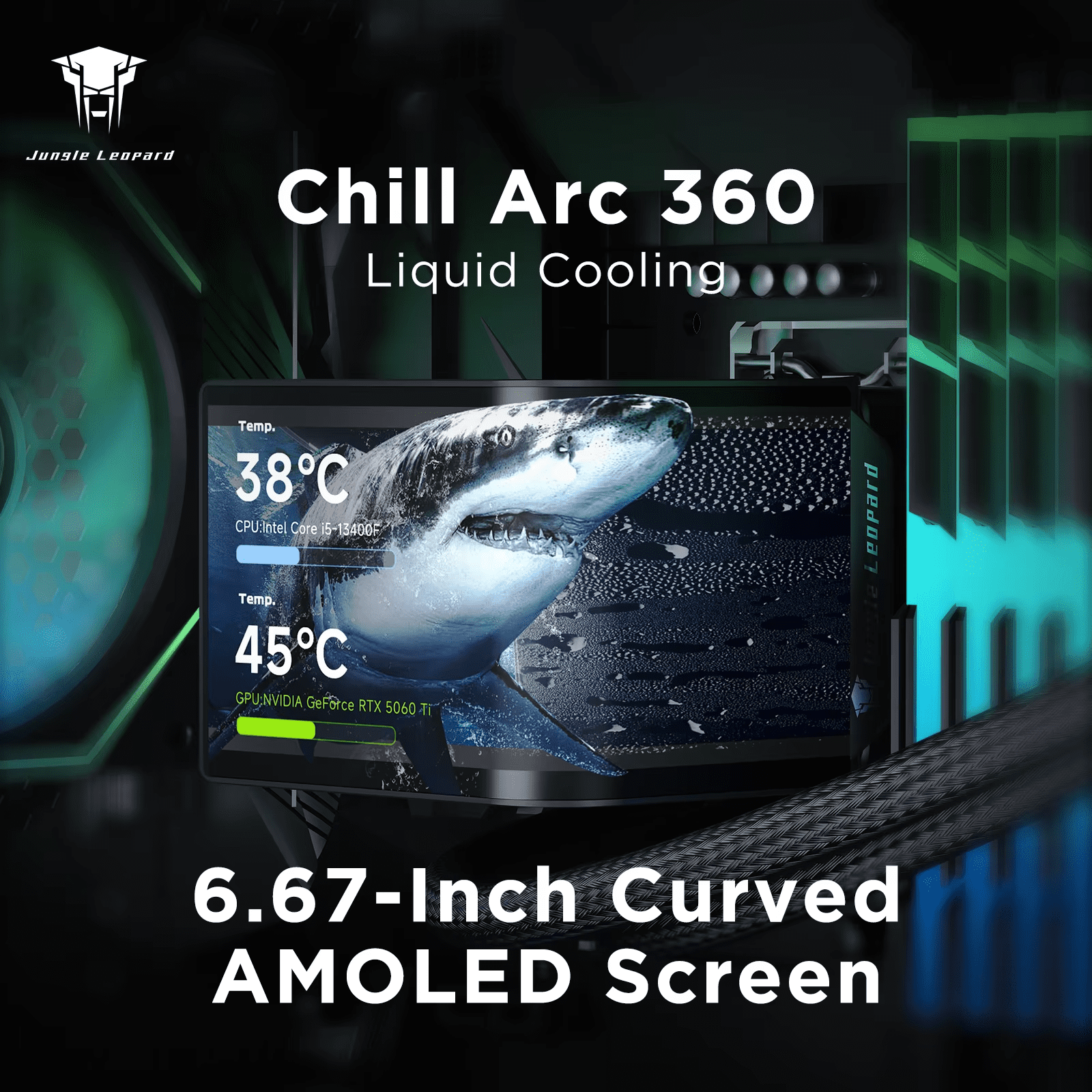 Jungle Leopard CHILL ARC CA360 LIQUID COOLER - BLACK (3 YEARS WARRANTY) Detail View