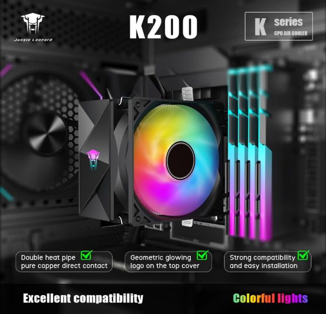 Jungle Leopard K200 CPU Cooler BLACK (6 MONTHS WARRANTY) Detail View