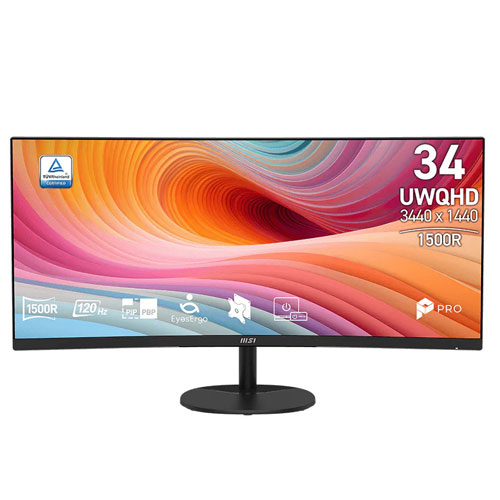 MSI Pro MP341CQ E12 34′ Inch UWQHD (3440 X 1440) 120Hz Business & Productivity Monitor ( 3 YEARS WARRANTY )