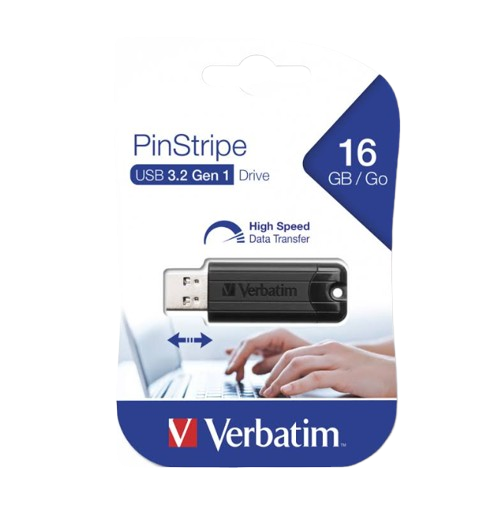 VERBATIM 16GB PinStripe USB Flash Drive – Black (3 YEARS WARRANTY) - Image 2