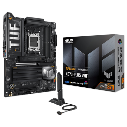 ASUS TUF GAMING X870-PLUS WIFI motherboard with its retail box